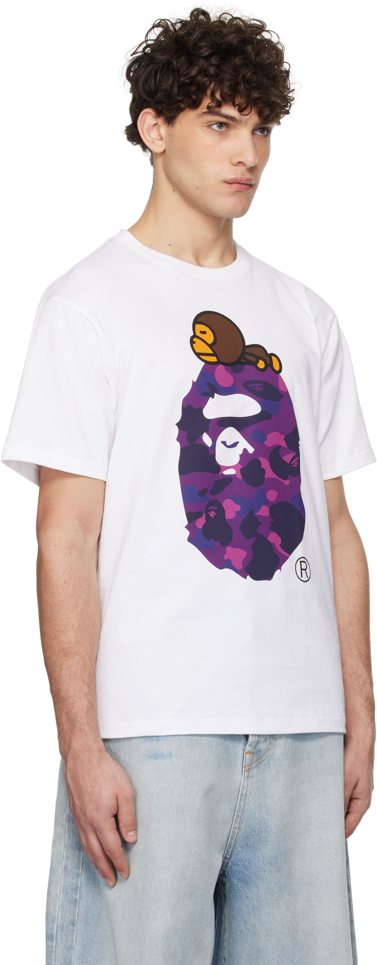 BAPE White Color Camo Milo On Big Ape T-shirt A Bathing Ape
