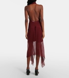 Ferragamo Asymmetric silk georgette minidress