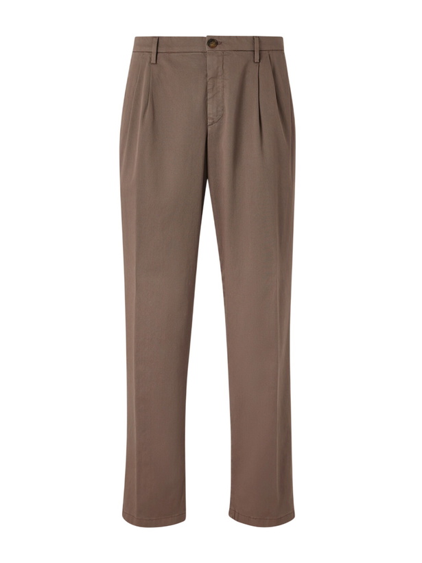 Photo: Canali - Straight-Leg Pleated Cotton-Blend Gabardine Trousers - Brown