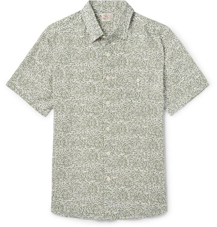 Photo: Faherty - Printed Linen-Blend Shirt - Green