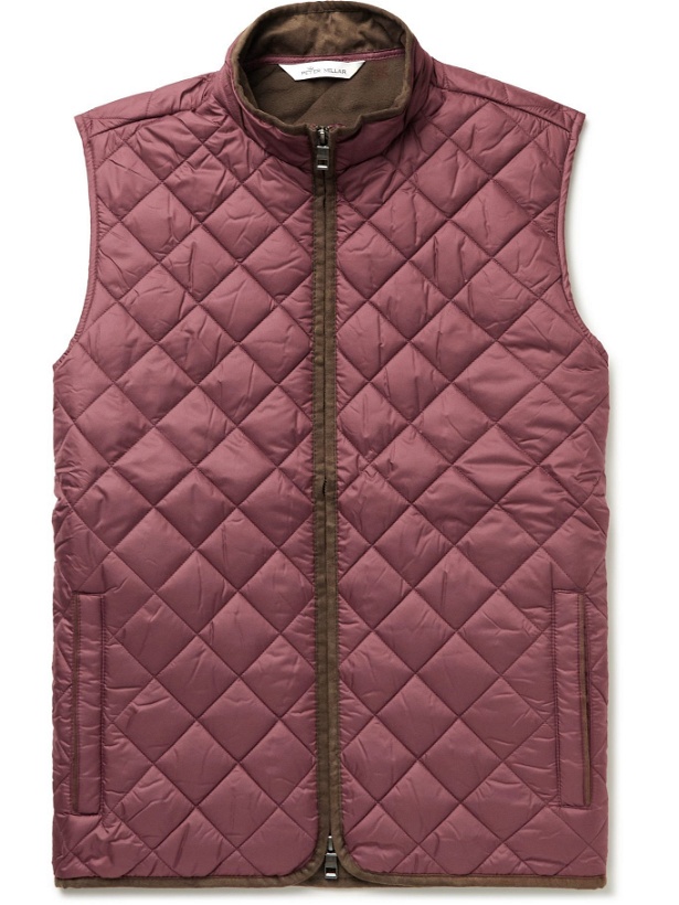 Photo: Peter Millar - Essex Faux Suede-Trimmed Quilted Shell Gilet - Burgundy