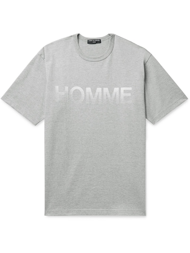 Photo: COMME DES GARÇONS HOMME - Logo-Embroidered Cotton-Jersey T-Shirt - Gray - 2