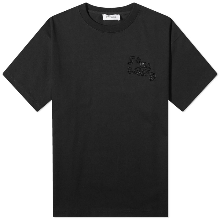 Photo: Soulland Men's Kai Beaded Logo T-Shirt in Black