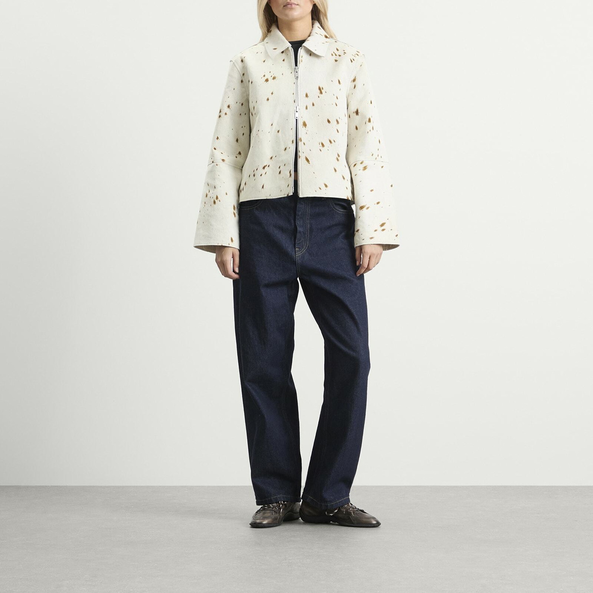 Samsøe Samsøe Women's Salylo Leather Jacket in Stray Dott