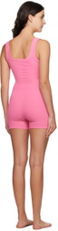 SKIMS Pink Cotton Rib Onesie Jumpsuit