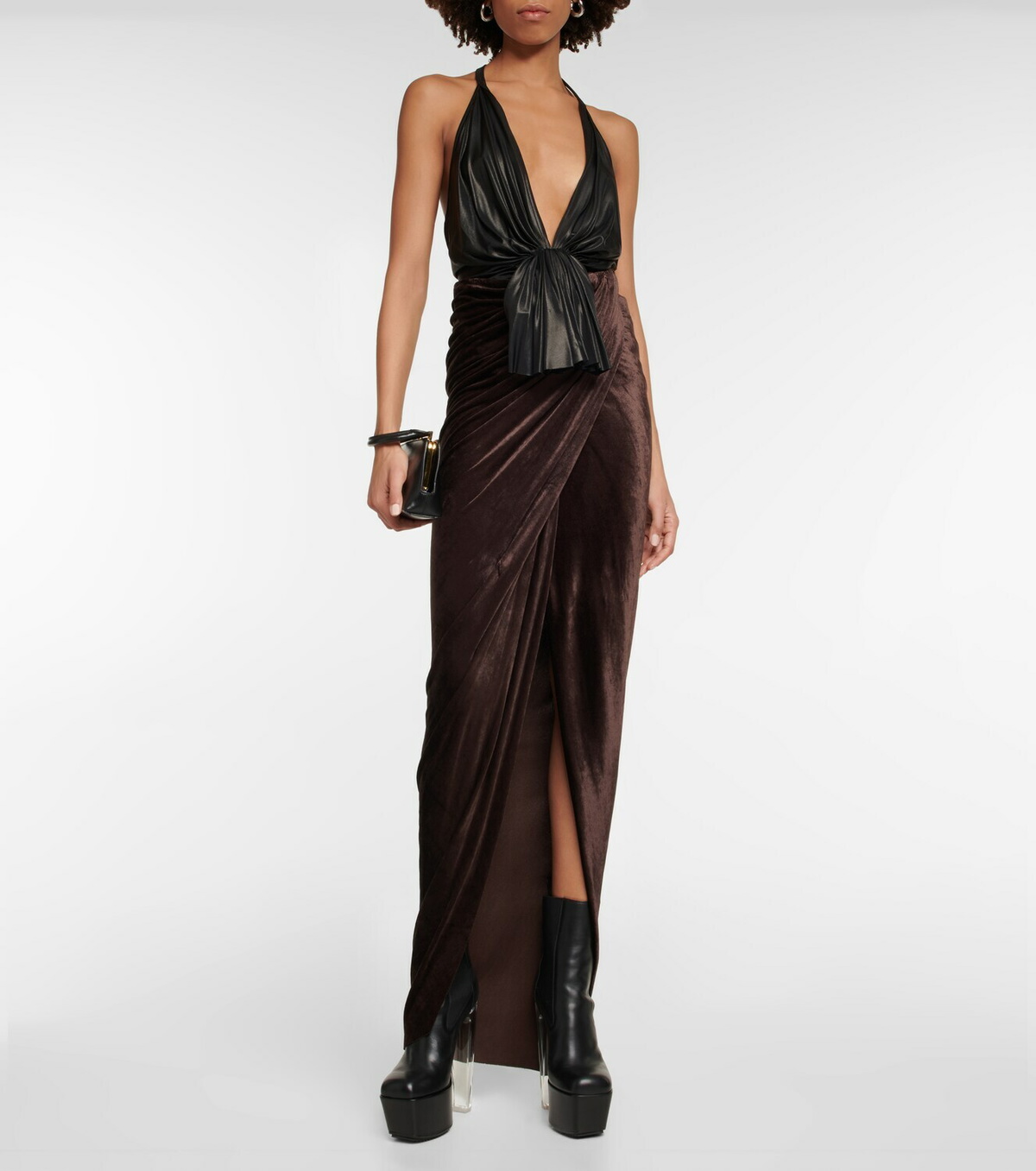 Rick Owens - Lilies asymmetric velvet maxi skirt Rick Owens