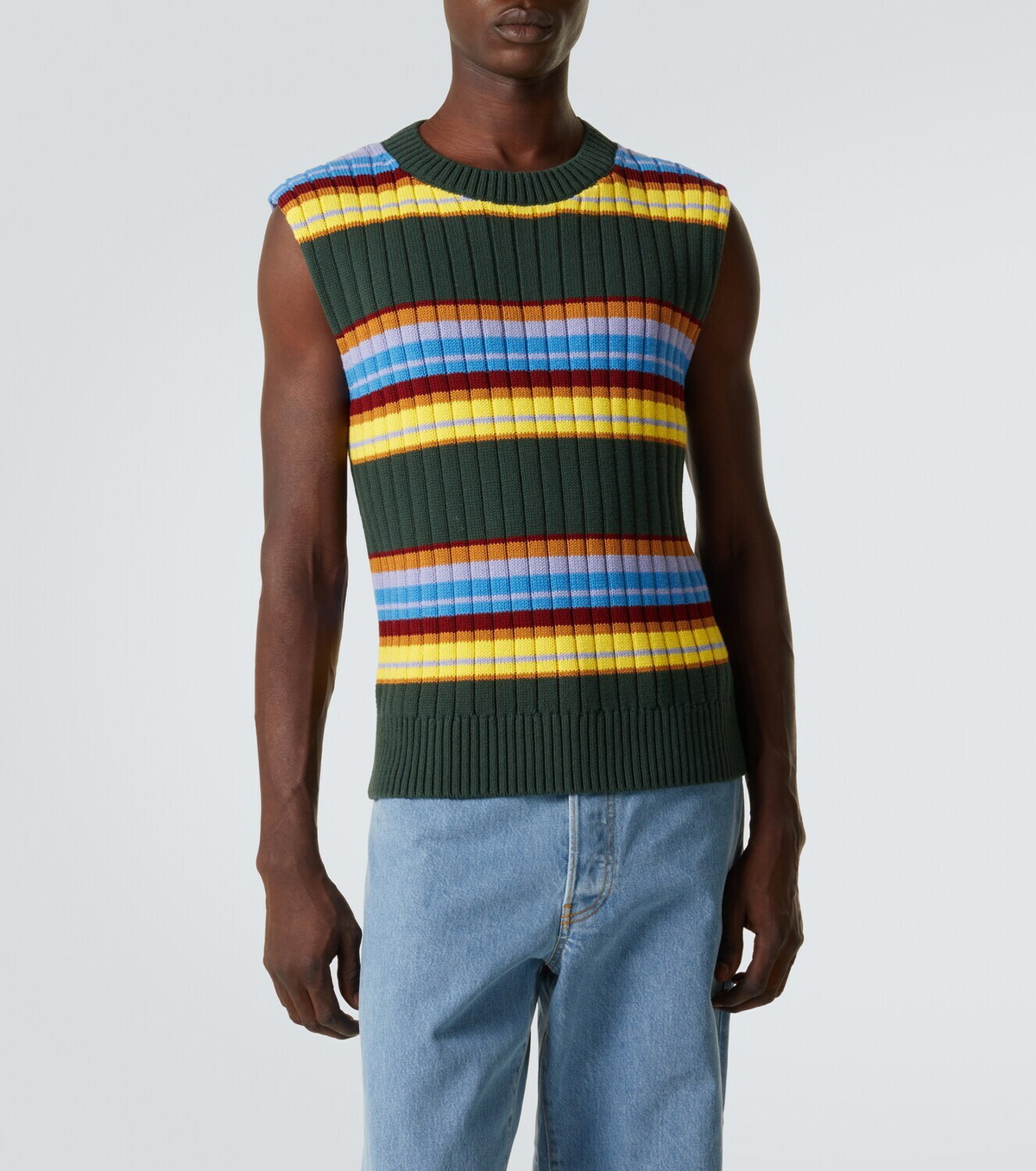 Dries Van Noten Striped cotton and wool sweater vest