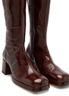 Miista Donna 65 Crinkled Patent-leather Knee-high Boots Brown