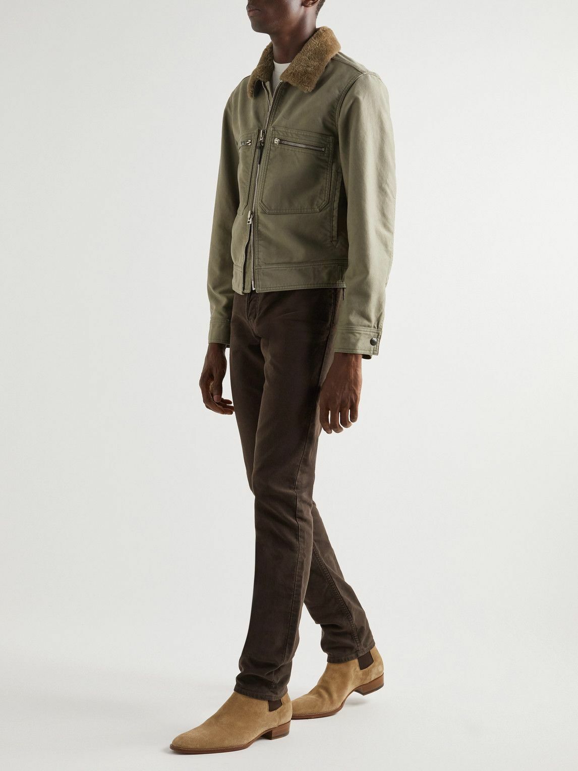 Anderson & Sheppard - Slim-Fit Cotton-Moleskin Trousers - Green Anderson &  Sheppard