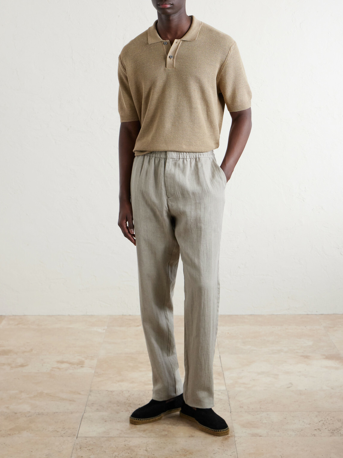 Sunspel - Honeycomb-Knit Linen and Silk-Blend Polo Shirt - Neutrals