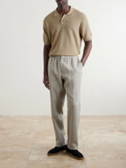 Sunspel - Honeycomb-Knit Linen and Silk-Blend Polo Shirt - Neutrals