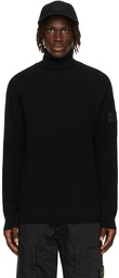 Stone Island Shadow Project Black Wool Waffle Knit Turtleneck