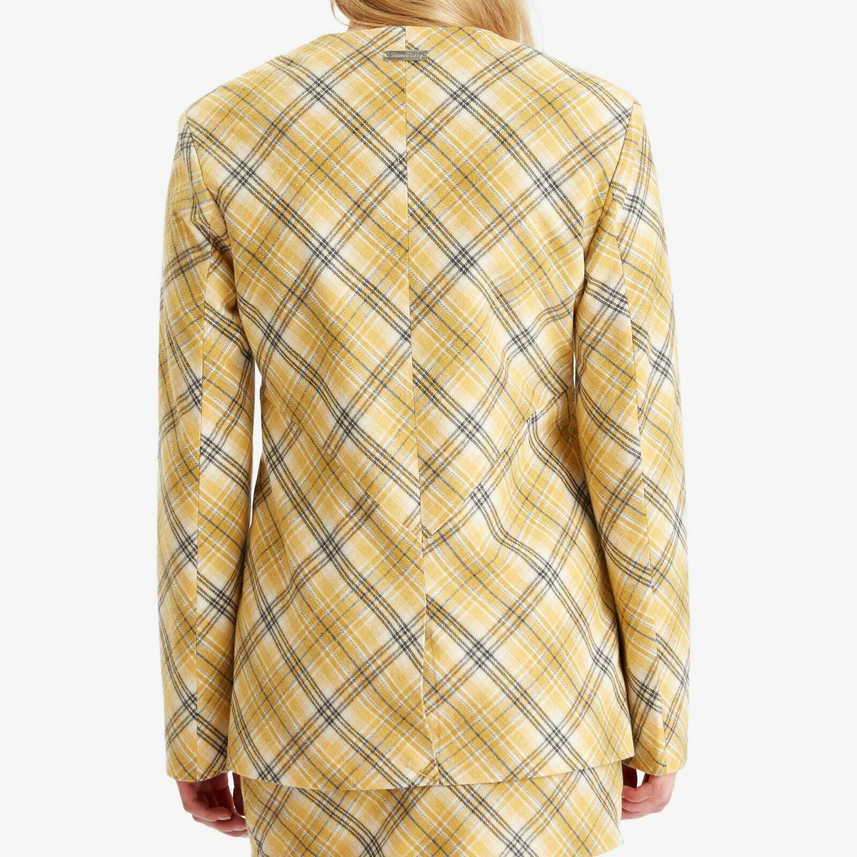 House Of Sunny Women's Check Collarless Blazer Jacket in Multi
