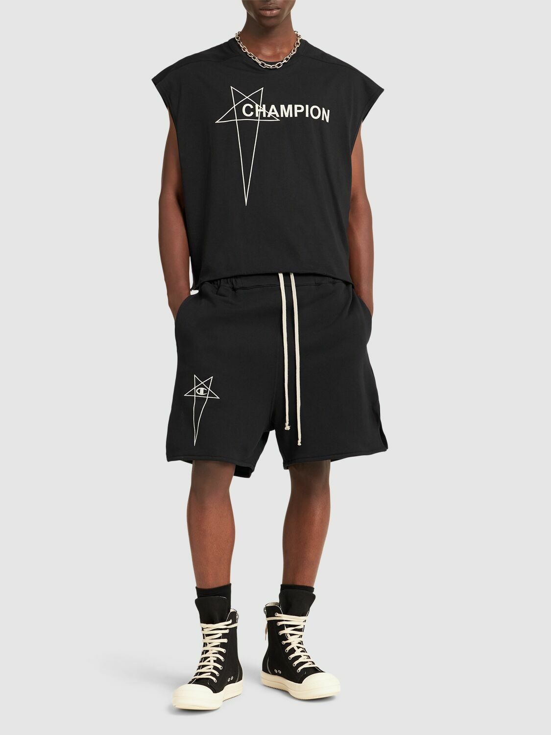 RICK OWENS Champion Cotton Sweat Shorts Rick Owens