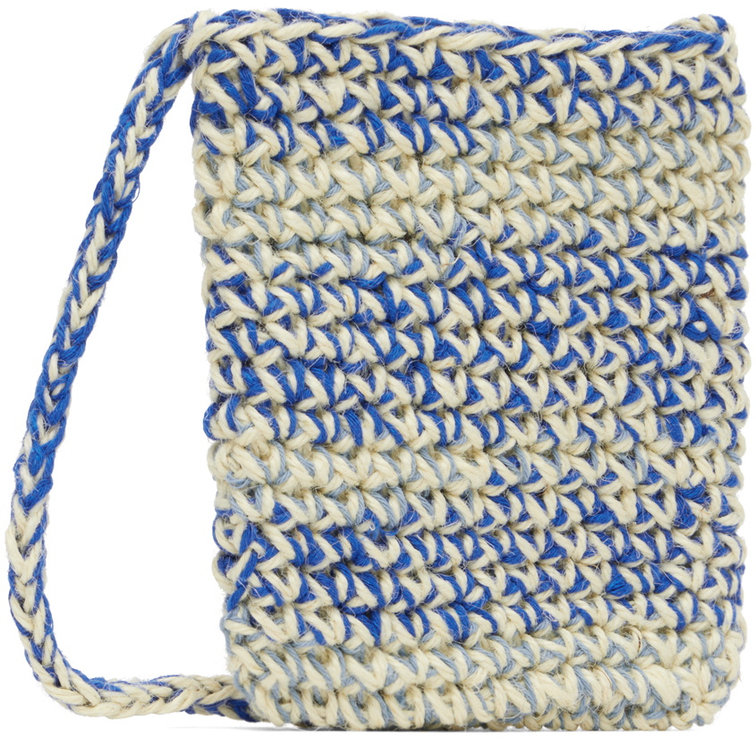 Nicholas Daley Off-White & Blue Crochet Bag