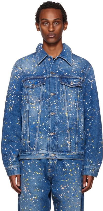 Photo: Off-White Blue Paint Splatter Denim Jacket
