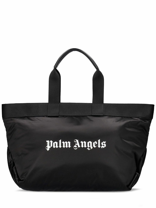 Photo: PALM ANGELS Logo Print Leather Tote Bag