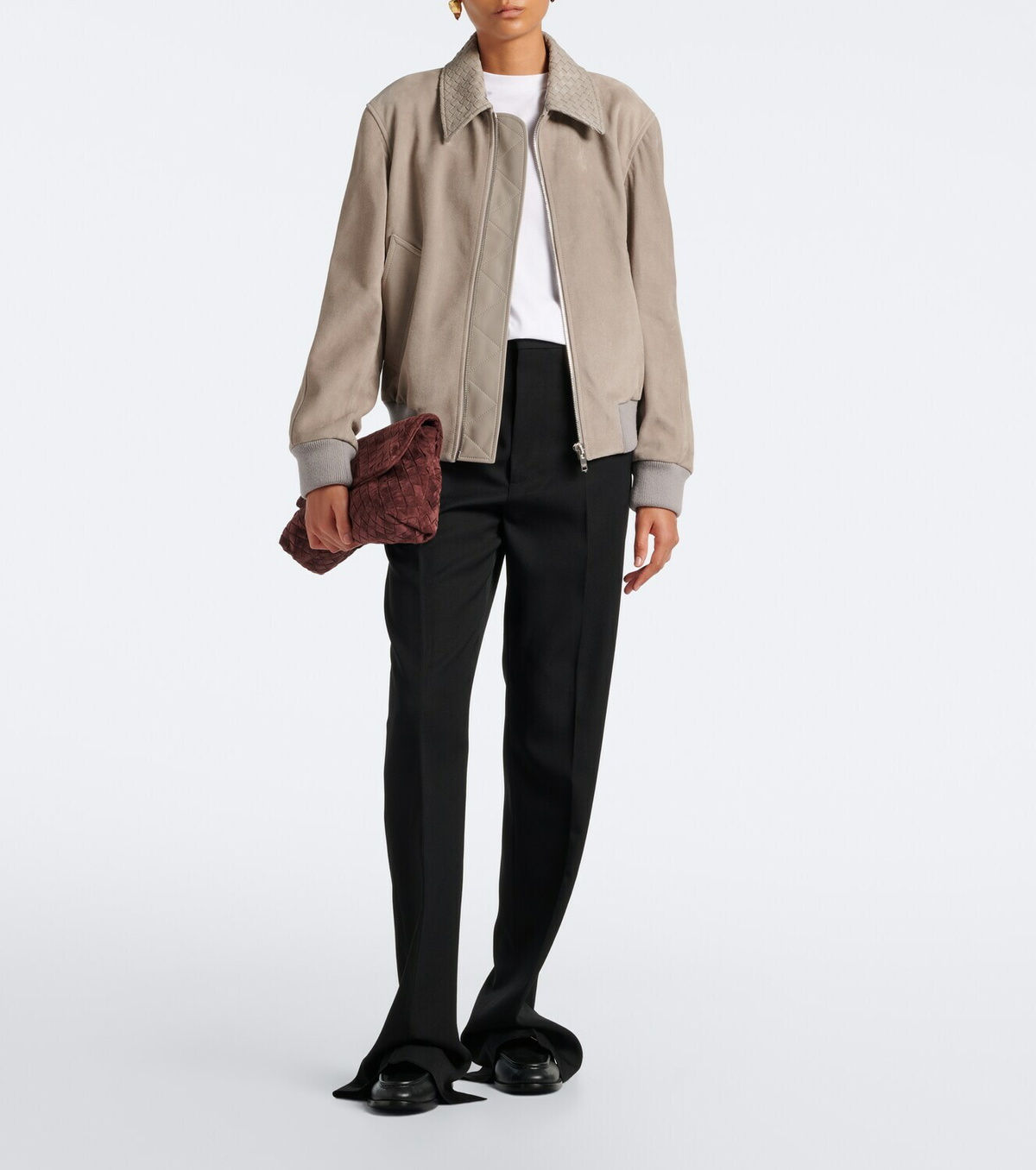 Bottega Veneta Intrecciato suede blouson jacket