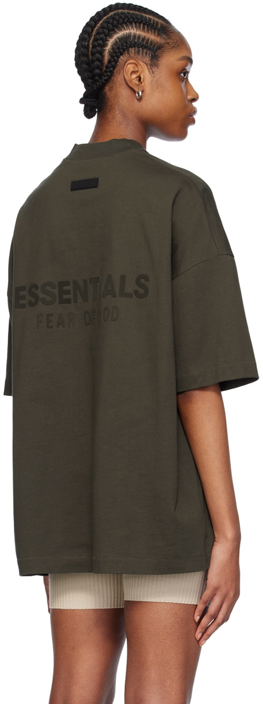 ESSENTIALS◇VネックTシャツ/L/グレー/バックロゴ