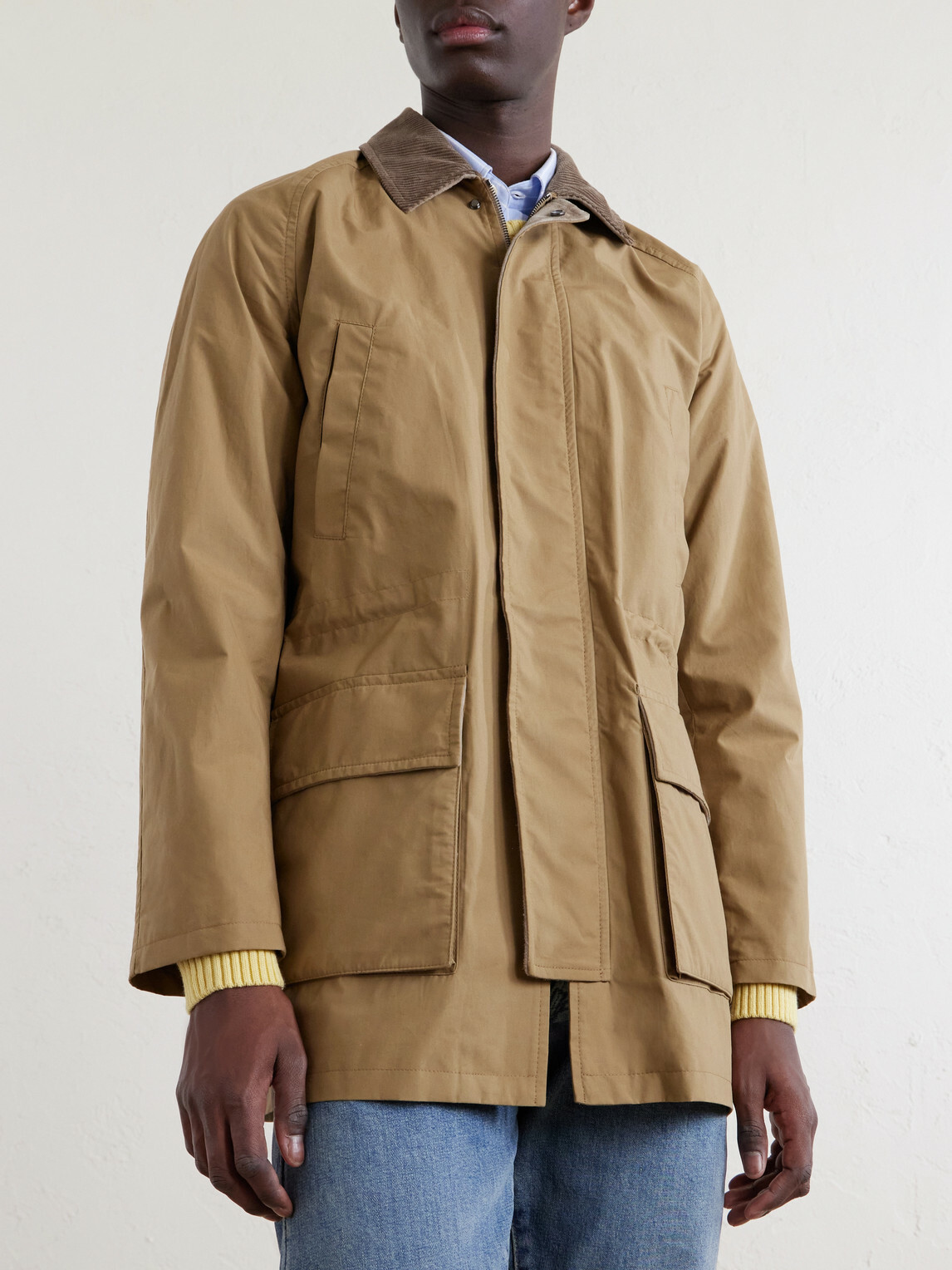 J. Mueser - Game Corduroy-Trimmed Cotton Jacket - Brown