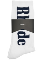 Rhude Logo-intarsia Cotton-blend Socks - White - One Size