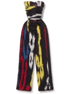 SAINT LAURENT - Logo-Appliquéd Intarsia-Knit Scarf