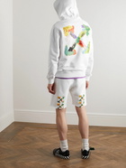 Off-White - Straight-Leg Frayed Logo-Print Cotton-Jersey Shorts - White