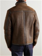 Belstaff - Tundra Leather-Trimmed Shearling Jacket - Brown