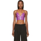 T by Alexander Wang Purple Lether Raw-Edged Triangle Bralette