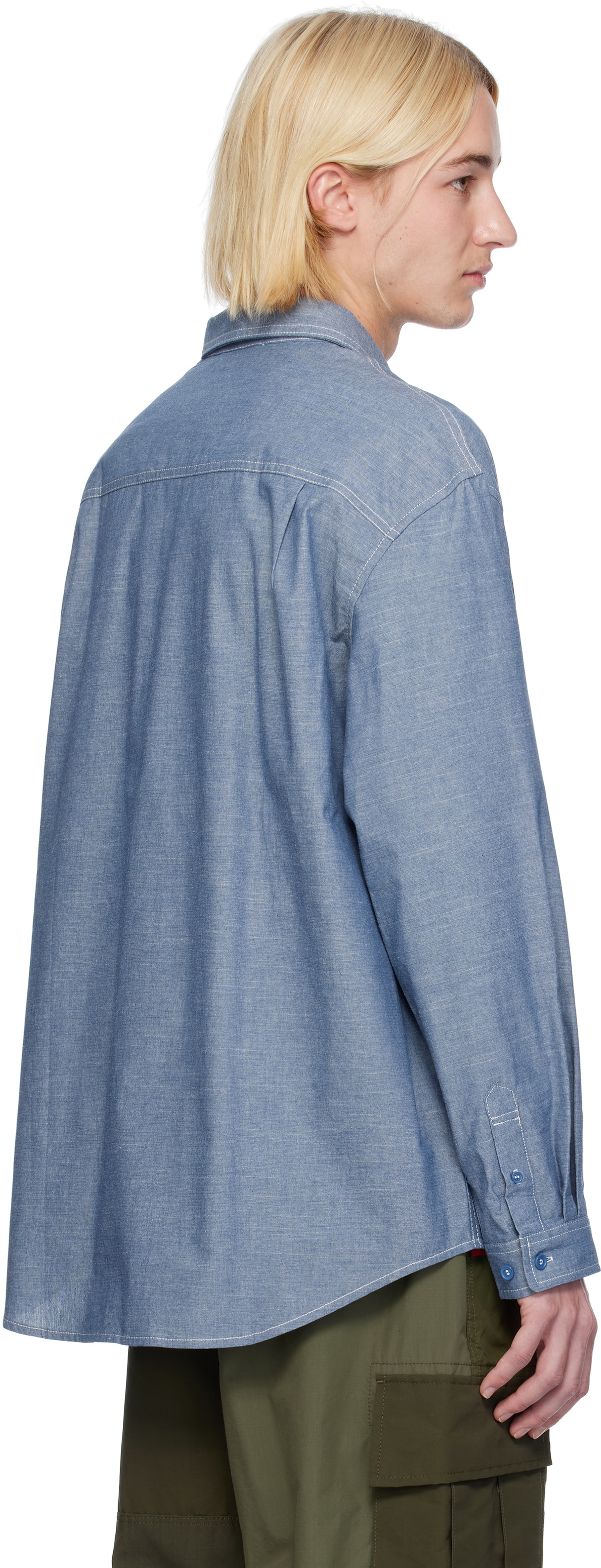 Uniform Bridge Blue Chambray Pocket Shirt