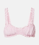 Simkhai Ruffled checked bikini top