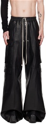 Rick Owens Black Cargobelas Leather Pants