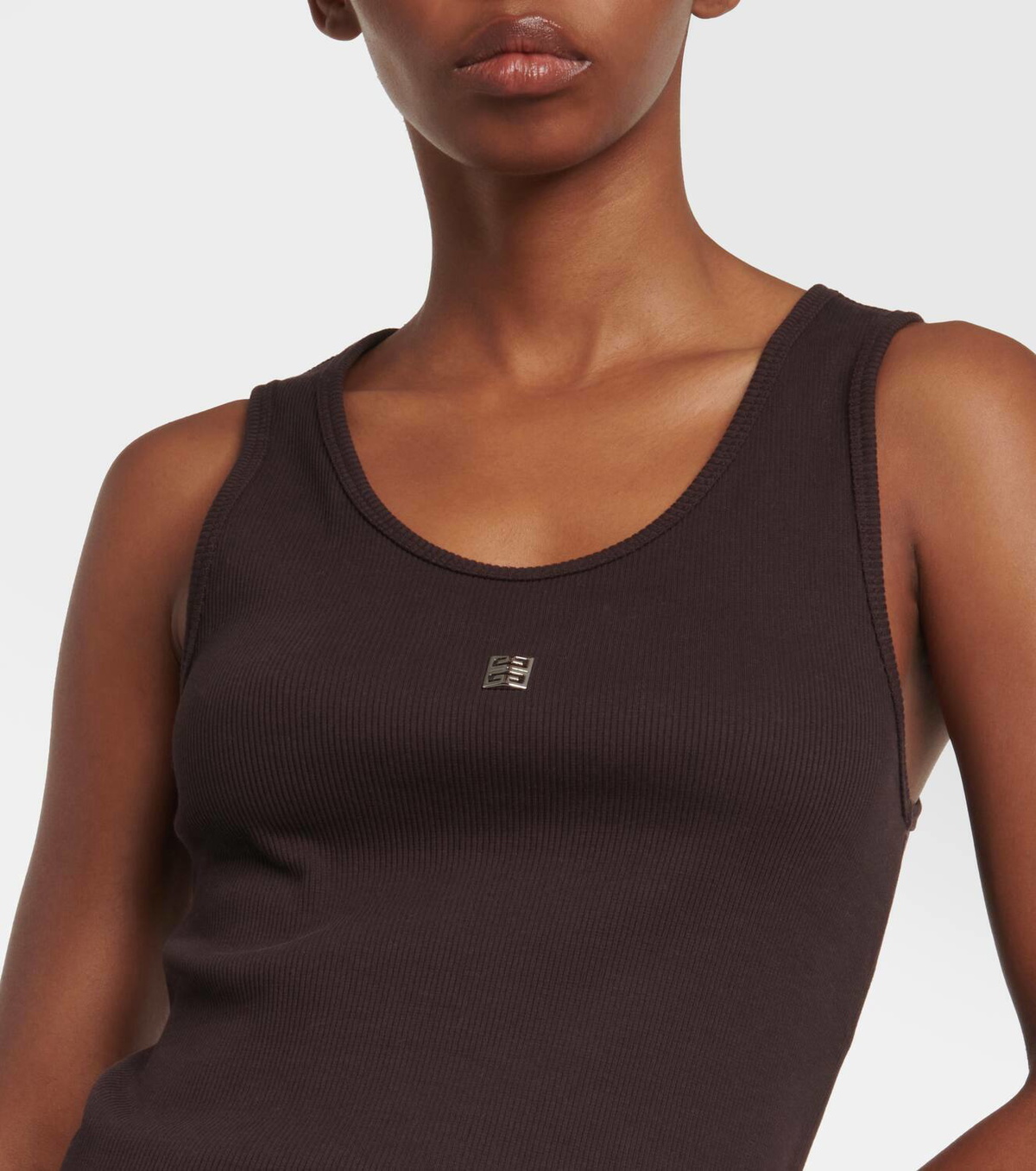 GIVENCHY COTTON SLIM TANK TOP WITH LOGO PRINT