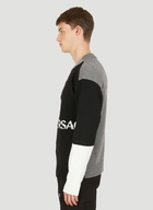 Logo Jacquard Colour Block Sweater in Black