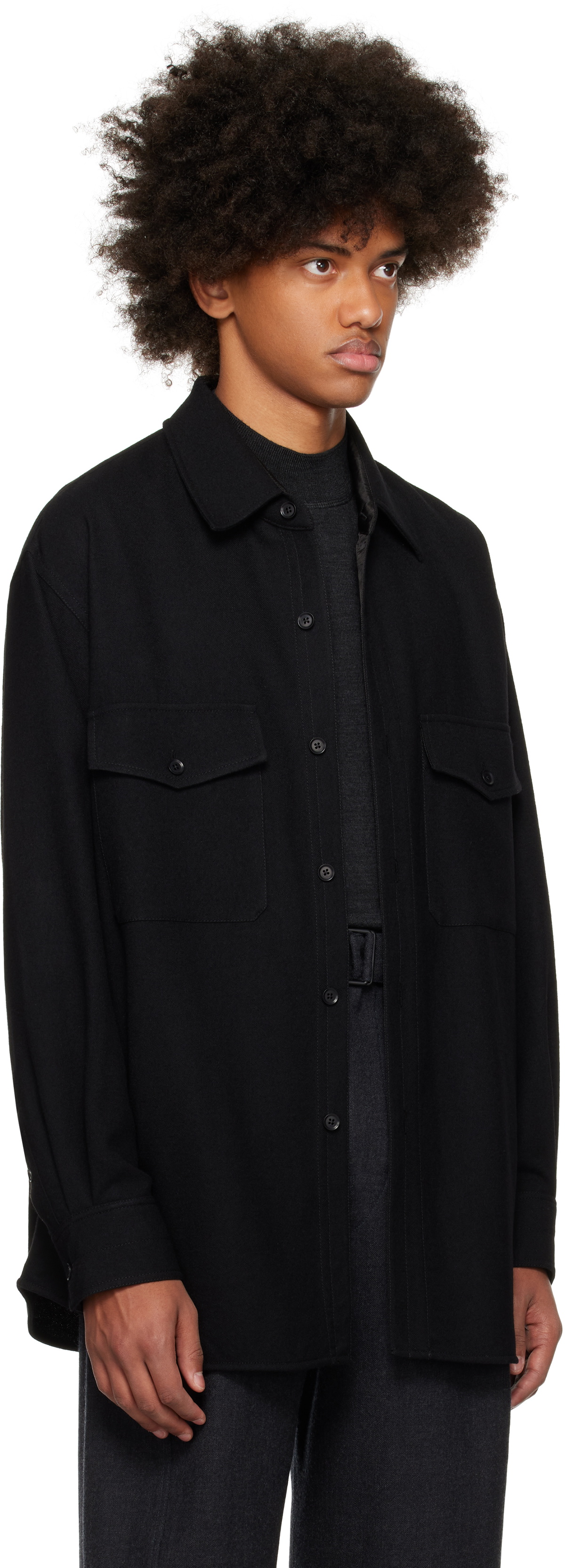 LEMAIRE Black Two Pockets Overshirt Lemaire