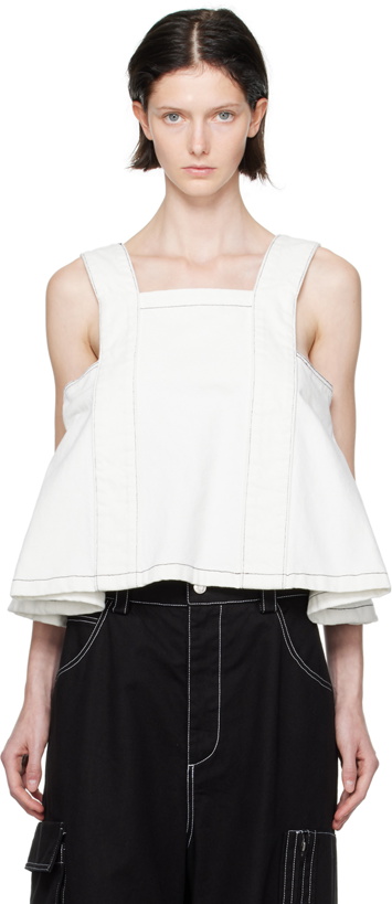 Photo: We11done White Paneled Denim Tank Top