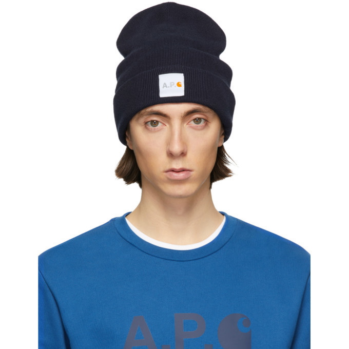 Photo: A.P.C. Navy Carhartt WIP Edition Watchover Beanie