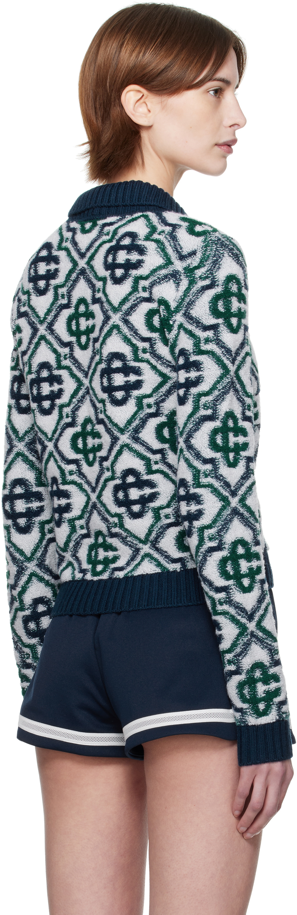 Casablanca Multicolor Monogram Knit Zip Cardigan