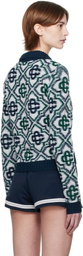 Casablanca Multicolor Monogram Knit Zip Cardigan