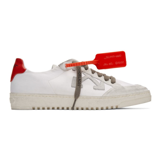 Photo: Off-White White and Red Low 2.0 Sneakers