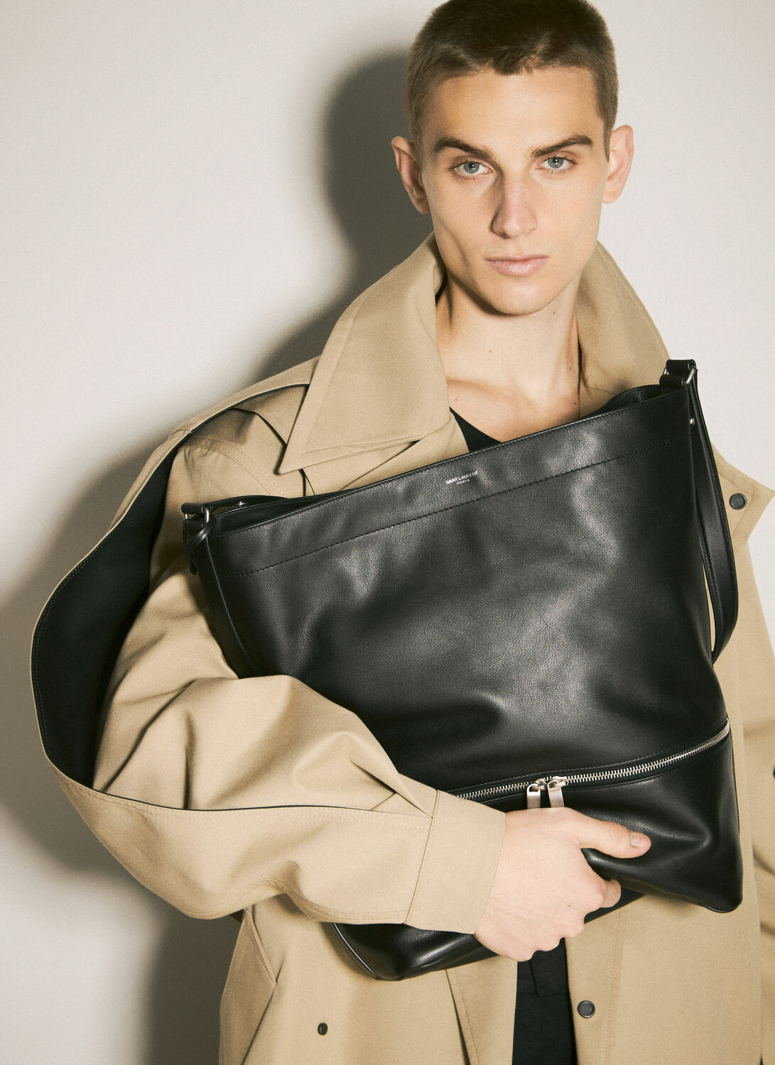 Saint Laurent Leather Hobo Tote Bag