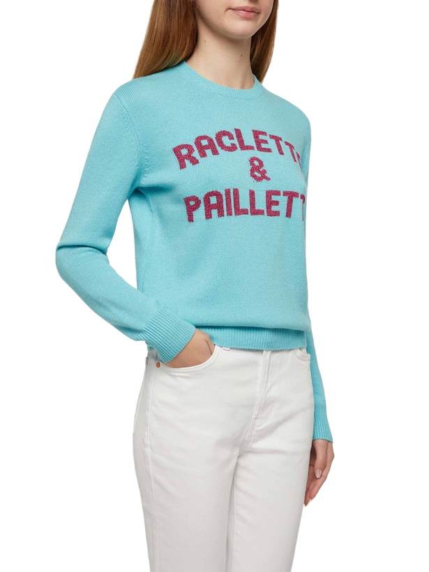 Photo: MC2 Saint Barth Water Green Sweater New Queen With Raclette &amp; Paillettes Sequins Lettering