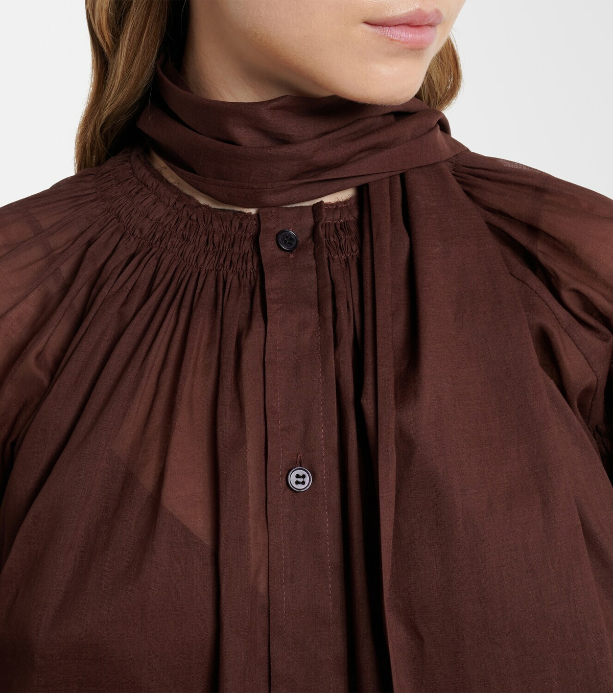 Plan C Tie-neck cotton blouse