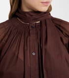 Plan C Tie-neck cotton blouse