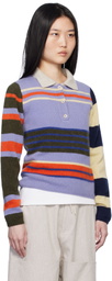The Elder Statesman Multicolor Chaos Stripe Fitted Polo