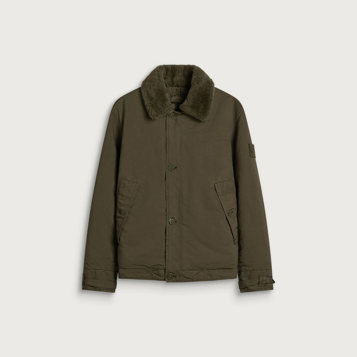 Photo: Stone Island Men's Ghost David-TC Garment Dyed Jacket in Military Green