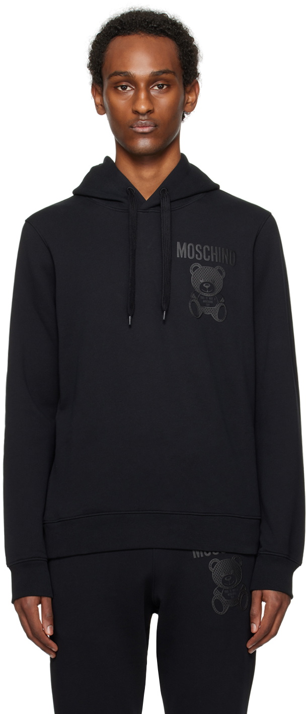 Moschino Black Mesh Teddy Hoodie Moschino