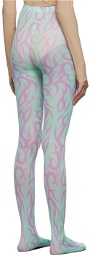 Ashley Williams Blue & Pink Printed Tights