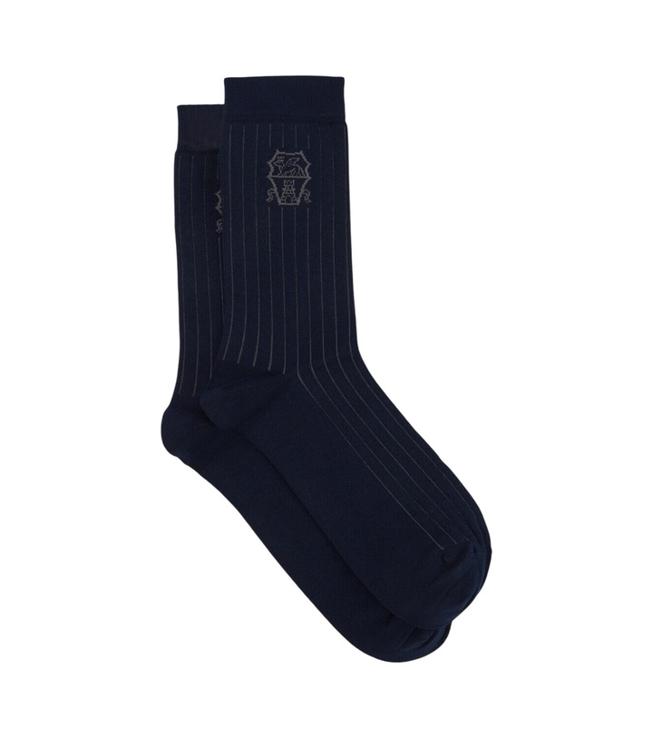 Photo: Brunello Cucinelli Logo ribbed-knit cotton socks