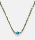 Ileana Makri 9kt white gold (375/1000) and sterling silver (925) beaded necklace with garnets and diamonds